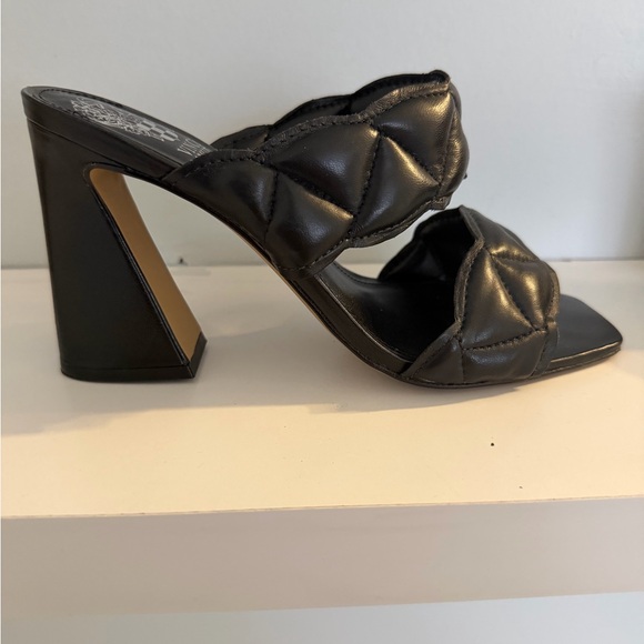Vince Camuto Quilted Black Heeled Sandals - Picture 2 of 5